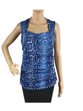 INC Blue Snake-Print Sleeveless Women’s Top. NWT